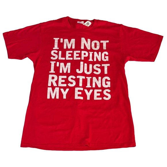 Port & Co Funny I'm Not Sleeping Graphic Tee Red Cotton Shirt Sz S - Picture 2 of 6